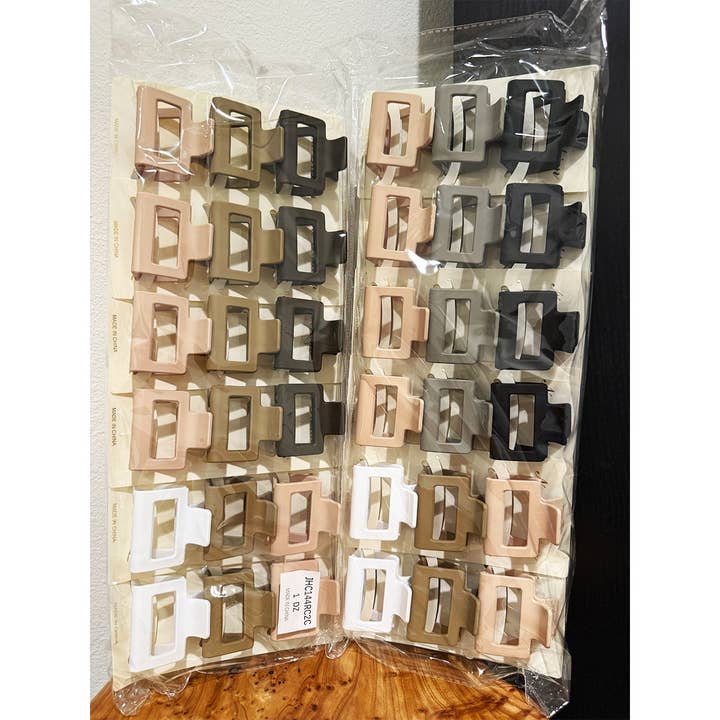 Neutral Color Medium Size Rectangle Hair Claw Set for wholesale on Faire4