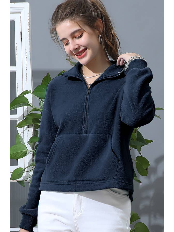 Lily Clothing - Wholesale Fleece - Women's - NECK HALF ZIP UP FLEECE PULLOVER ANORAK JACKET6