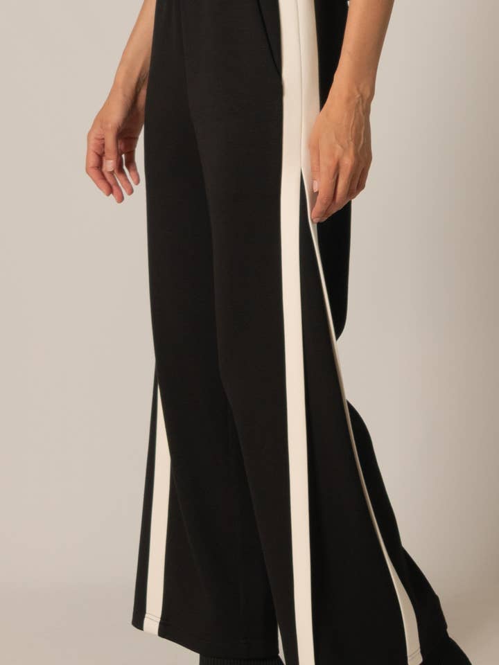 P. CILL – Engroshandel Bukser - Dame – P. CILL Butter Modal sidekontraststribede bukser4