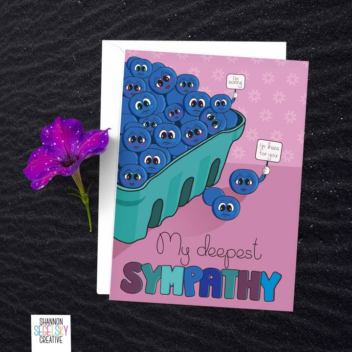 My Deepest Sympathy - Blueberry Card for wholesale by Shannon Segelsky Creative