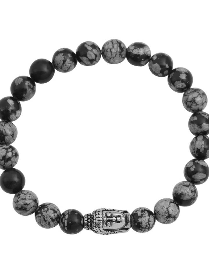 Jaspe de floco de neve e pulseira de prata esculpida em por atacado de Stephen Oliver