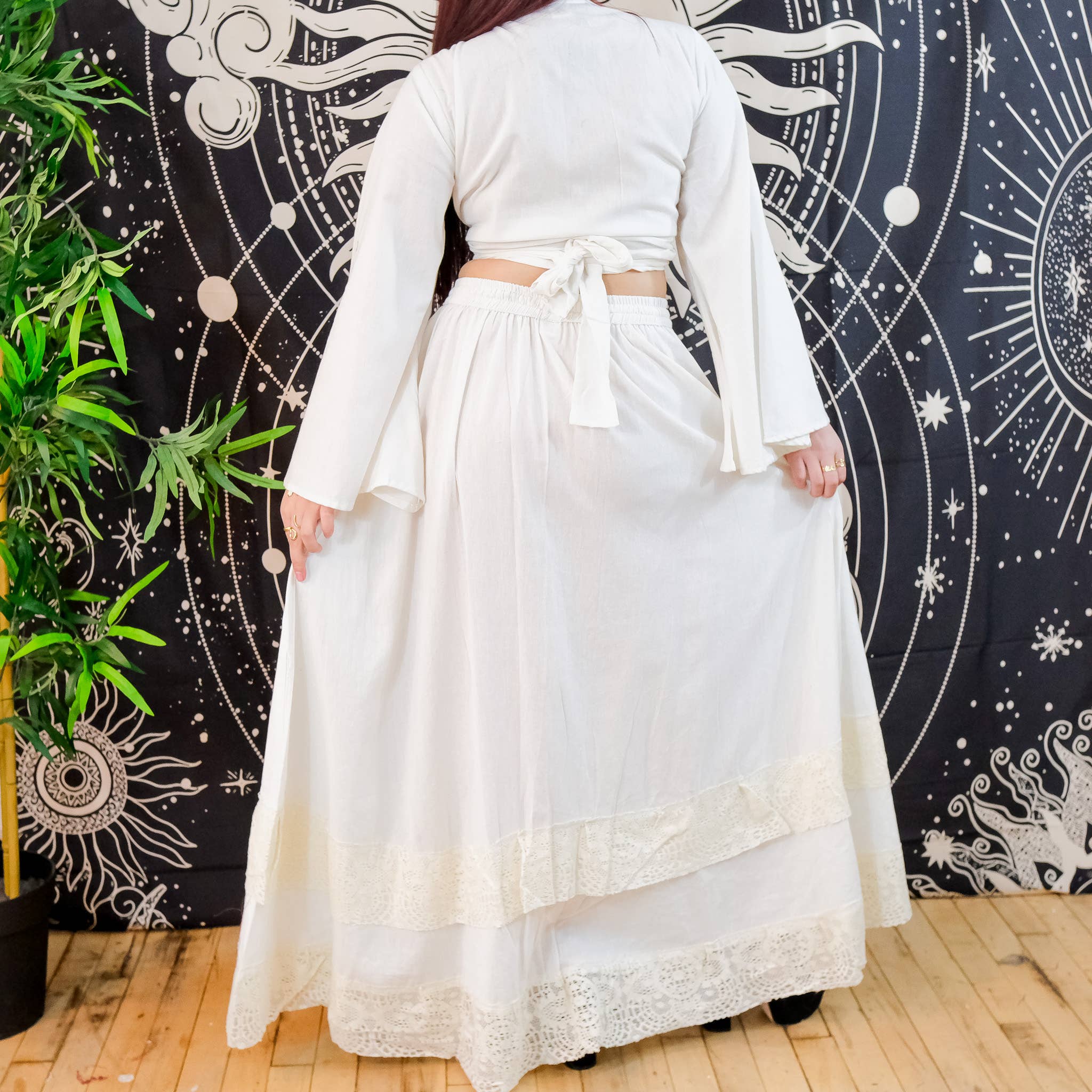 Karma Nepal Crafts - Venta al por mayor Conjuntos de top y falda - Mujer - Conjunto de falda fluida boho de encaje de algodón10