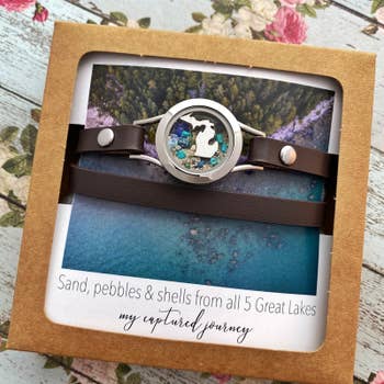 My Captured Journey - Wholesale Locket Necklace - 5 Great Lakes Michigan Beach Necklace, Locket necklace8