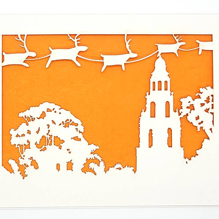 two hermanas – Großhandel Weihnachtskarte – Weihnachtsgrußkarte „Rentier over Balboa's Tower“5