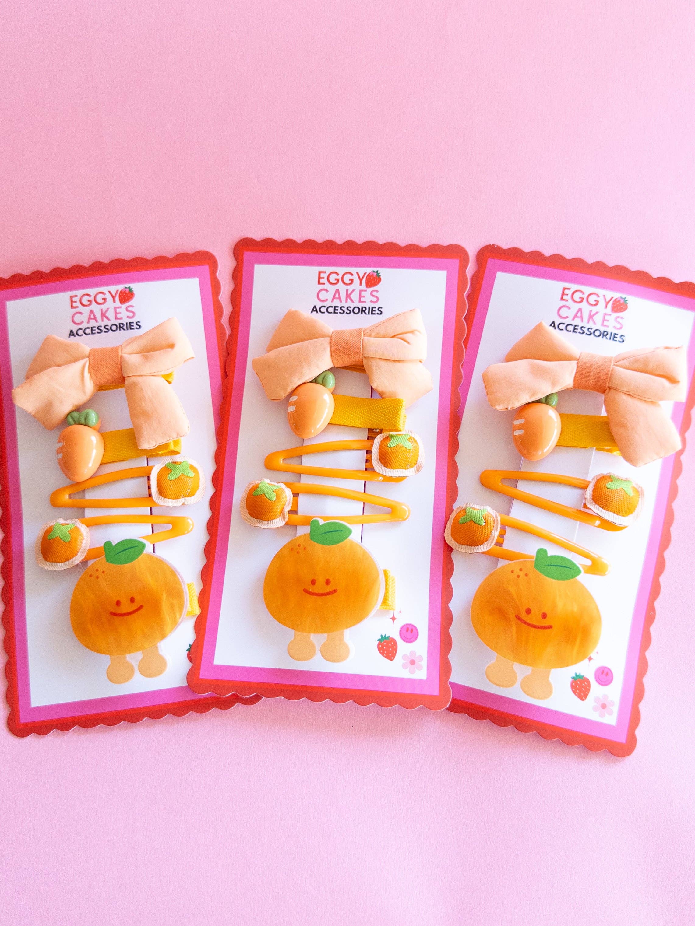 Eggy Cakes - Wholesale Hair Clip - Kids - Clementine Puffy Bow Set5