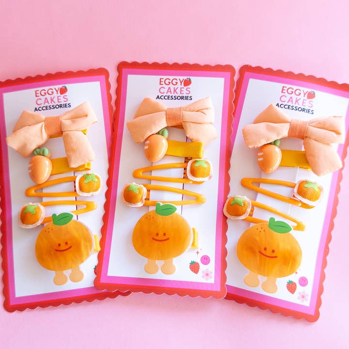 Eggy Cakes – Clips para cabelo - Criança por atacado – Conjunto Clementine com Laço Fofo5