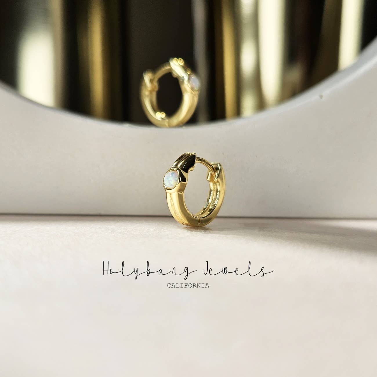 HolyBang Jewels - Wholesale Huggie Earrings - OPAL HUGGIE EARRINGS - E-H7845 / E-HT14940