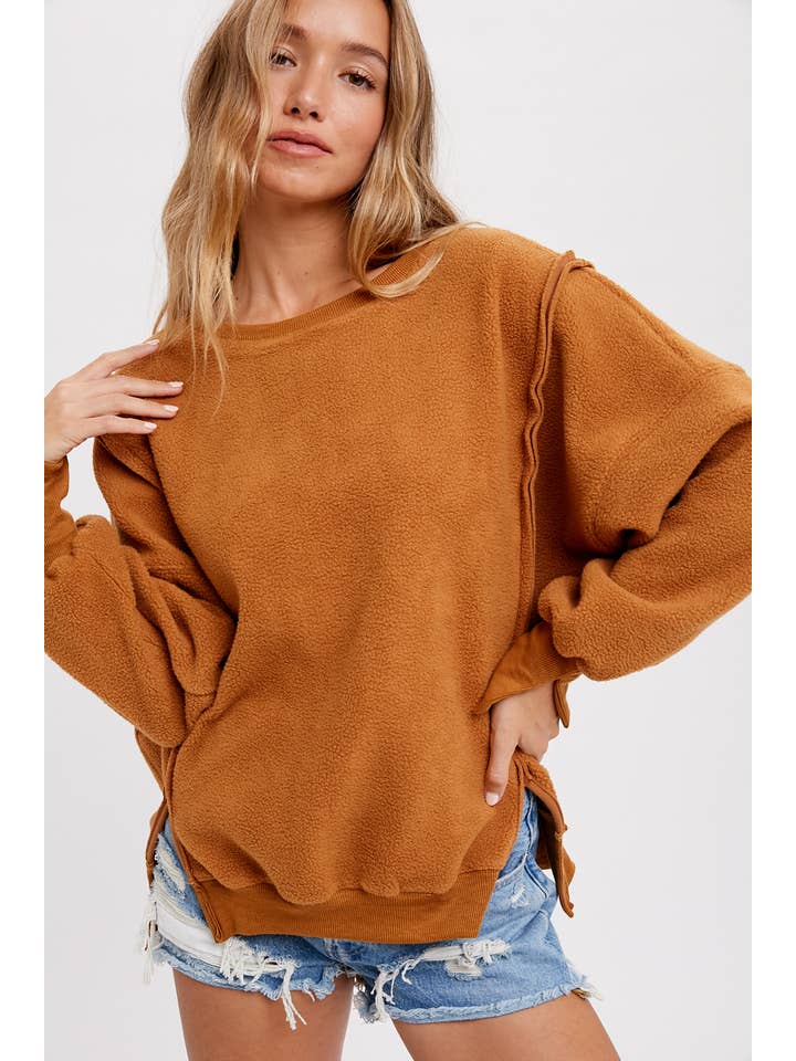 Peace Love Line – wholesale Sweatshirt - Dam – PL3896 - RUNDHALSAD TEDDYTRÖJA MED SLITSAR16