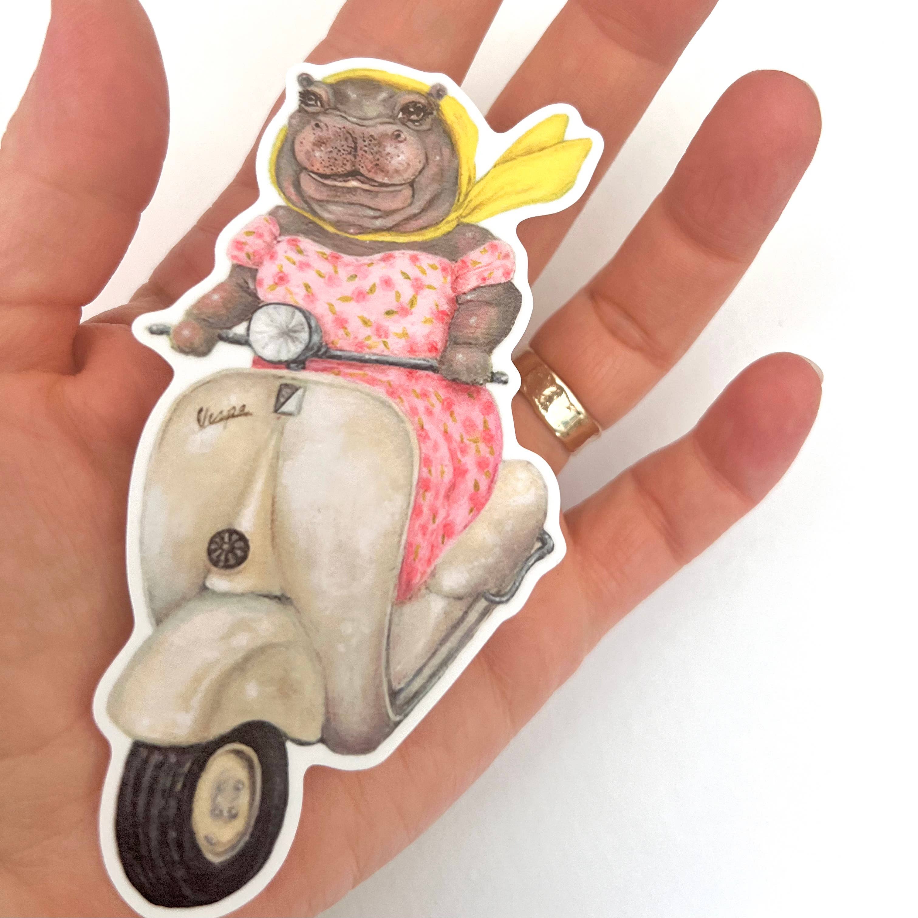 Jahna Vashti - Wholesale Sticker - Hippo Ride // Die Cut Vinyl Sticker 2