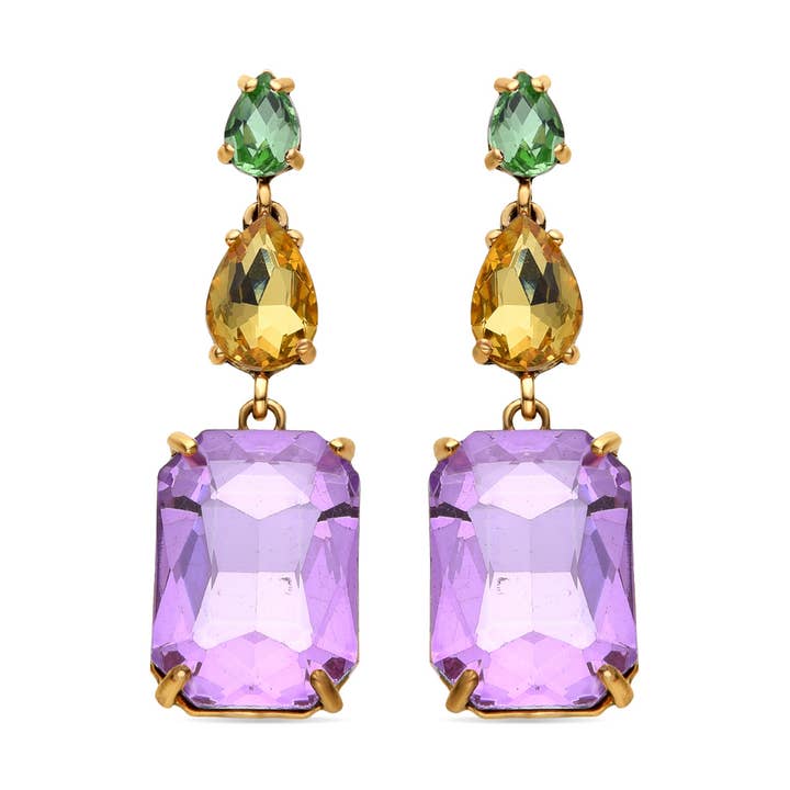 Ohrringe aus violettem Kristall, vergoldet mit 18k Gelbgold - Phiaqua für den Großhandel von Luxenter