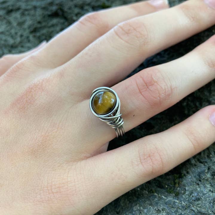 Anel Tiger's Eye Anel Inoxidável Boho por atacado de Distorted Earth