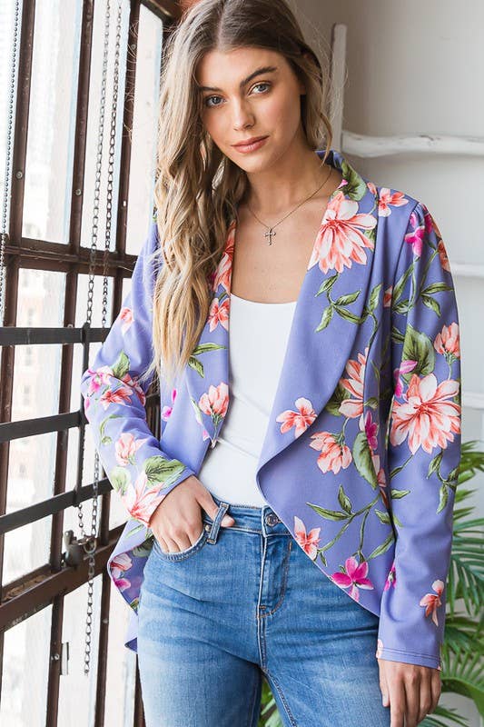 LAVENDER SJ1206-24  FLORAL OPEN BLAZERS for wholesale on Faire1