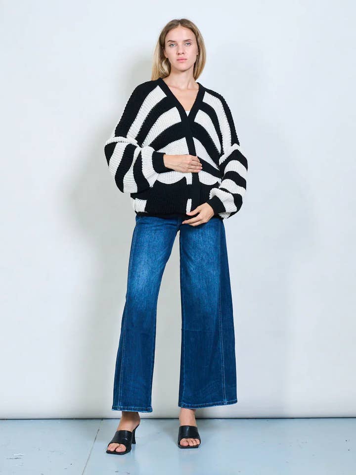 Oversized striped cardigan for wholesale by AMELÉ