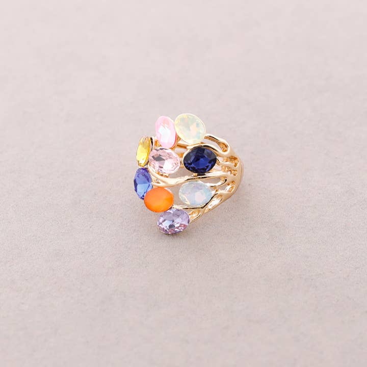 Sonata - Wholesale Multi-Stone Ring - Crystal Metal Elastic Ring4