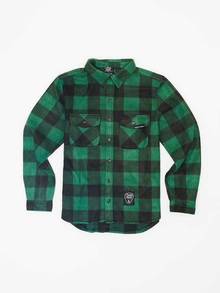 Country Liberty - Wholesale Button Down Shirt - Men's - Forest Plaid Fleece0