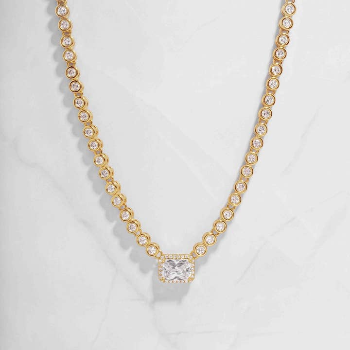 Sami Jewels - Wholesale Pendant/charm necklace - Diamond Baguette Tennis Necklace