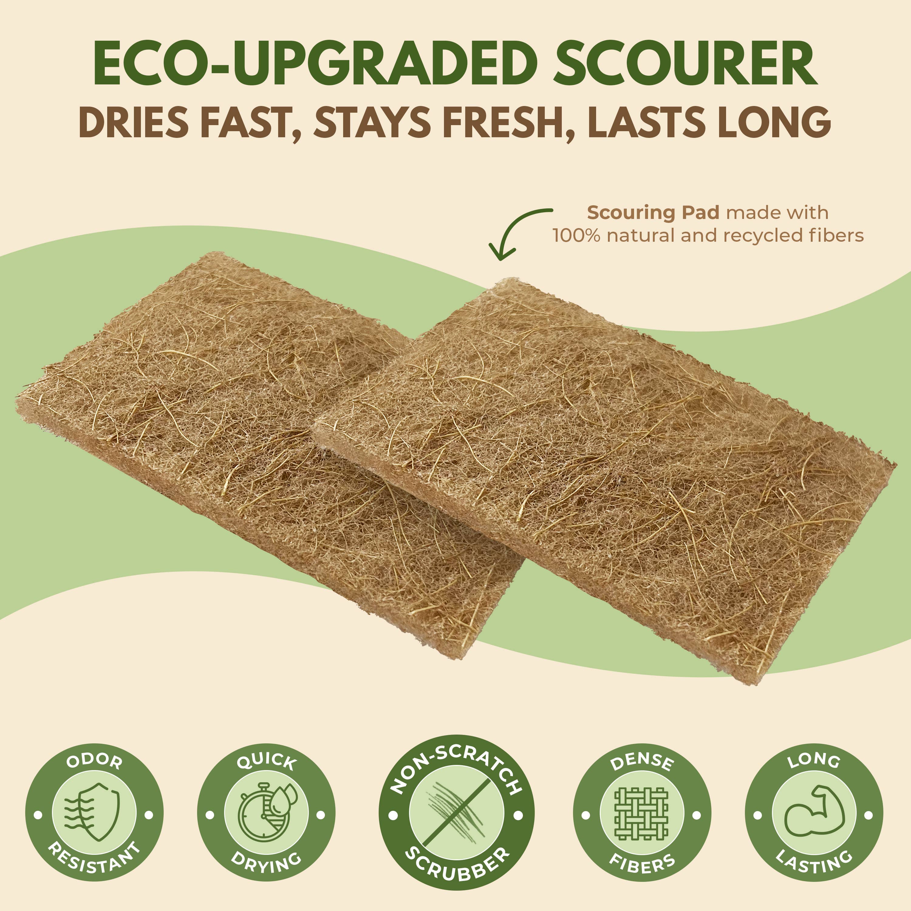 AIRNEX – wholesale Cleaning sponge – Eco Kitchen Cleaning Supplies  - 6 Pack Coconut Scourer4