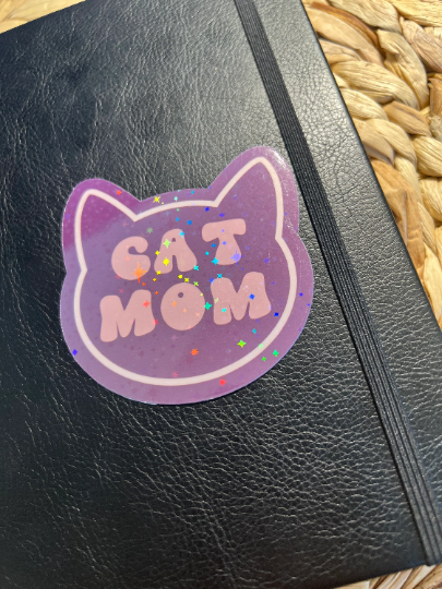 KDC Craft Shop - Wholesale Sticker - Cat Mom Sticker | Cat Dad Sticker | Holographic Cat Sticker6