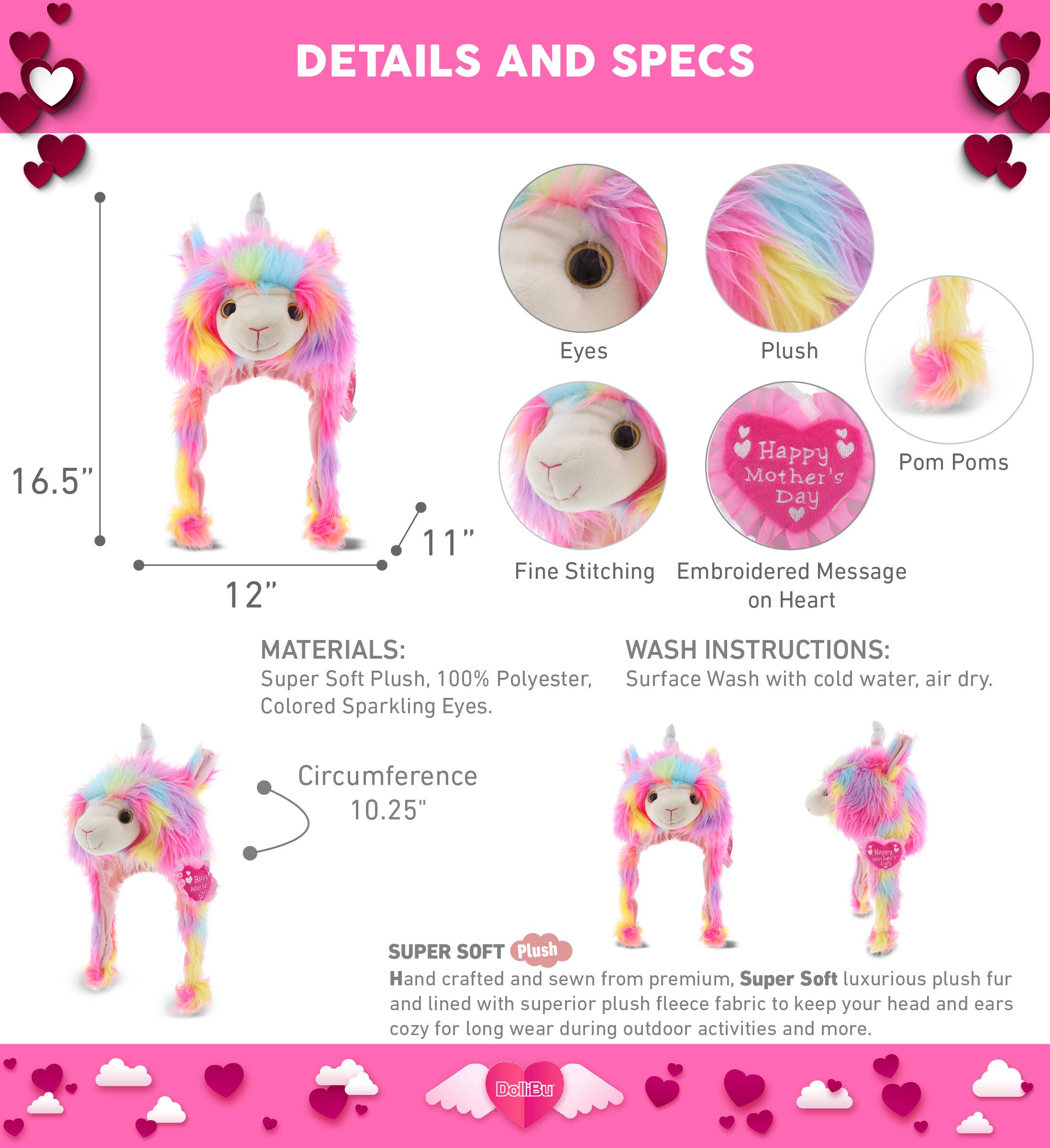 Cota Global - Vendita all'ingrosso Cappello - Bambini - Cappello Llamacorn Super Morbido in Peluche con Cuore per la Festa della Mamma2