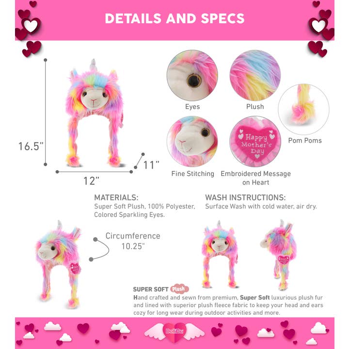 Cota Global - Vendita all'ingrosso Cappello - Bambini - Cappello Llamacorn Super Morbido in Peluche con Cuore per la Festa della Mamma2