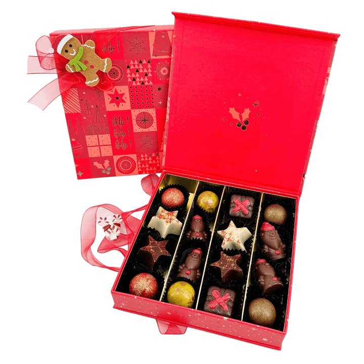 Christmas 16 pralines box ho-ho-ho 240g for wholesale by The Belgian Chocolate Makers
