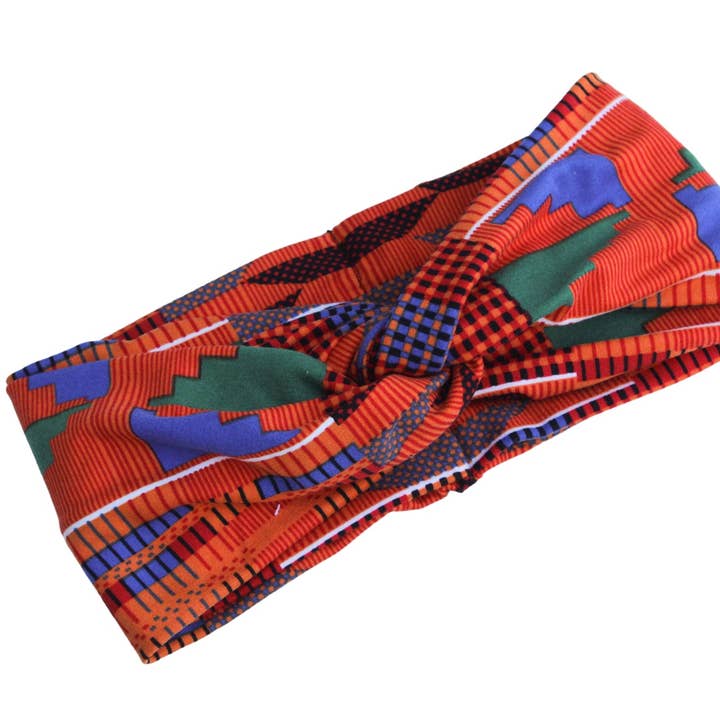 Afrikanisches Kente-Print Twist-Knoten-Stirnband 3-4 für den Großhandel von The Enchanted Magnolia
