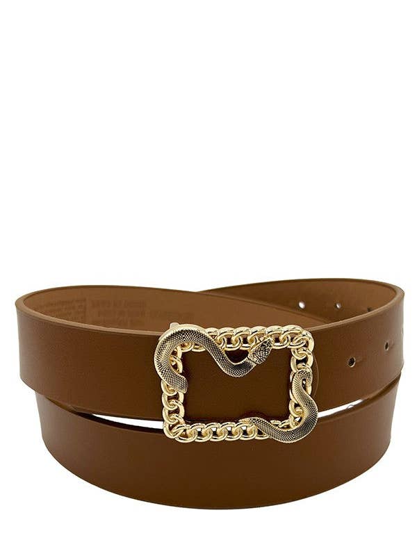 Snake Chain Accent Fashion Buckle Belt for wholesale by Andrea Bijoux
