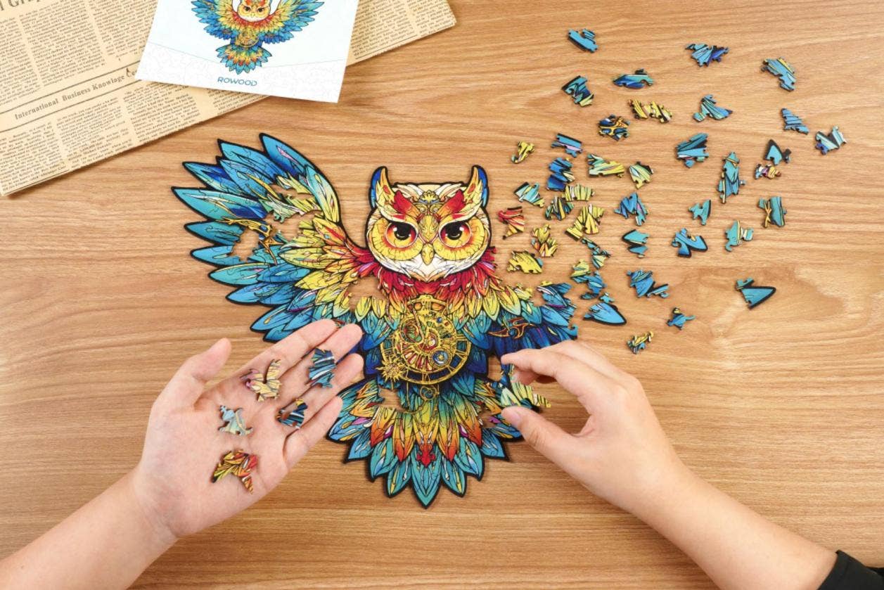 Robotime – Engroshandel Puslespil - Voksen – TA004 Rowood Ugle Træpuslespil2