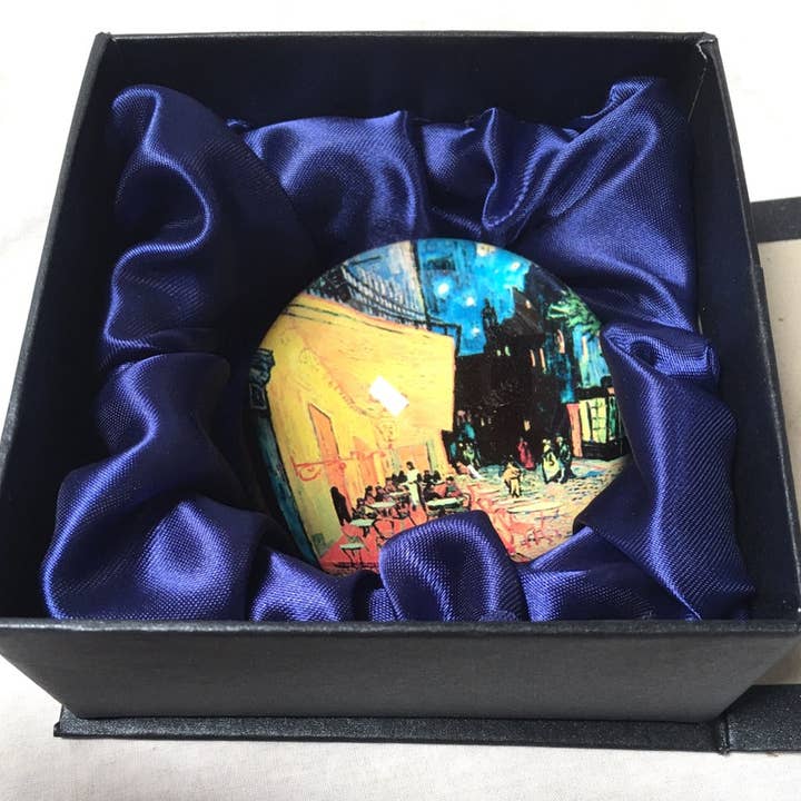 Museum Wholesale Inc - Wholesale Paper Weight - Cafe Terrace At Night Glass Dome Desktop Paperweight by Van Gogh 3W