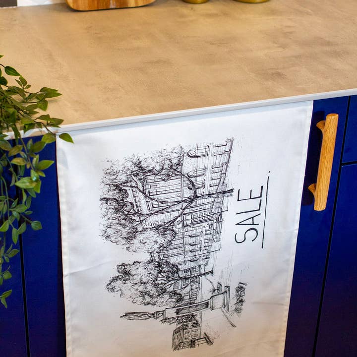 Sale (Manchester) Skyline Tea Towel for wholesale by Christopher Walster