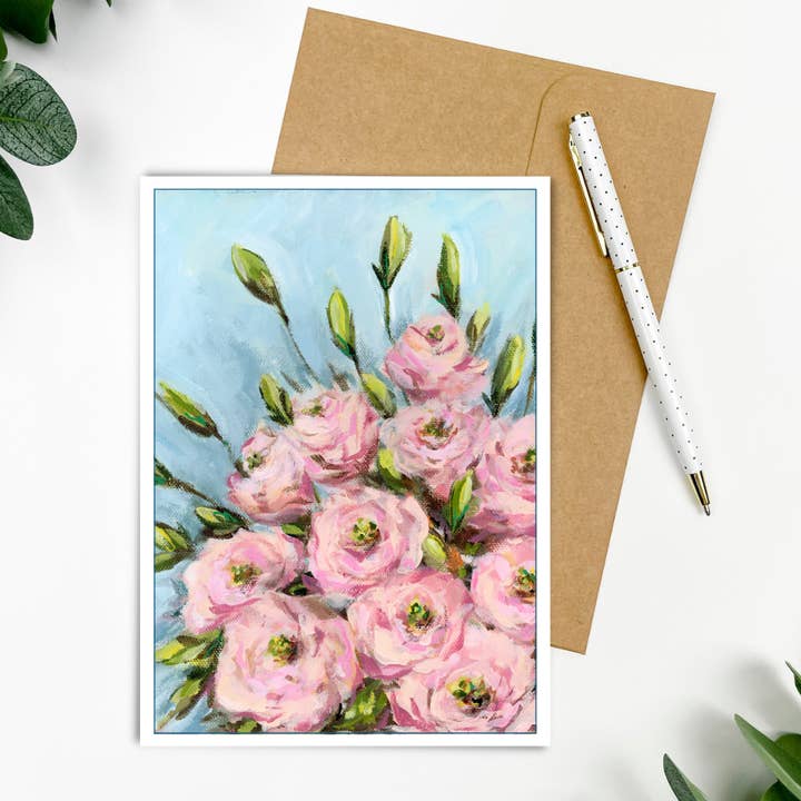 Shelly Cluff Art - Wholesale Everyday greeting card - "Lisianthus" Greeting Card 5x7"