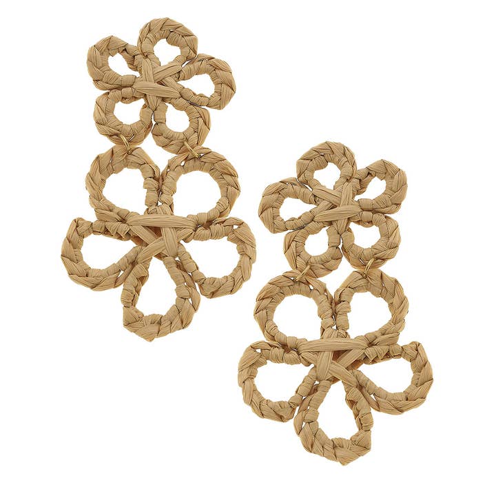 Canvas Style - Wholesale Dangle Earrings - Tahiti Raffia Statement Earrings