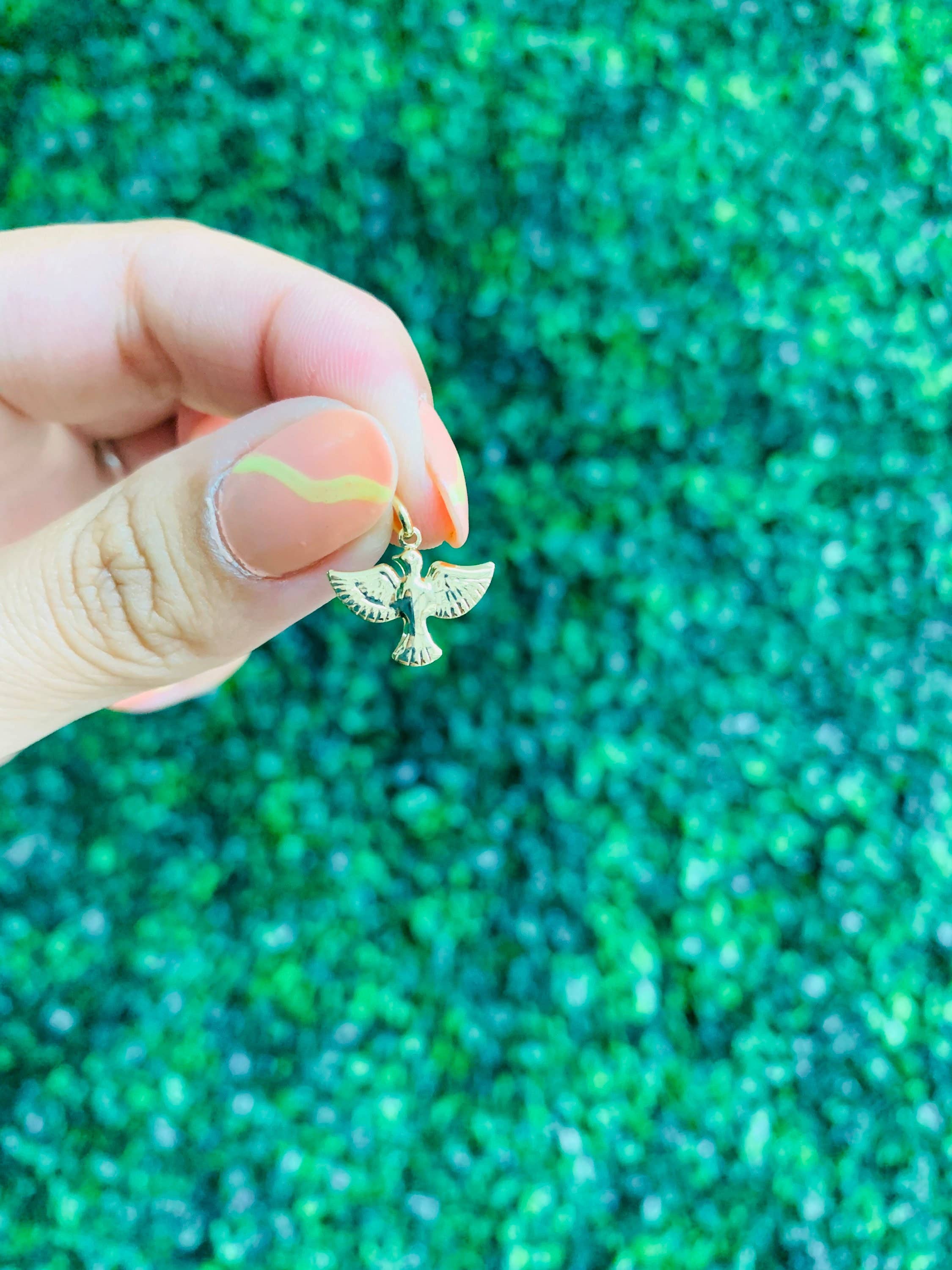 The Bead Bazaar - Wholesale Individual Charm/Pendant - 18K Gold Filled Holy Spirit Charm, Religious Charms, Dove Bird Pendant, Christian Pendants, Holy Spirit Pendant, Bracelet Charm, Religious Medal2