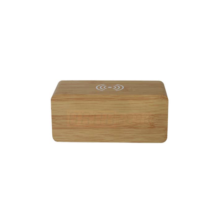 Creative Gifts International Inc. - Wholesale Charging Dock - Bamboo Wireless Phone Charger/Digital Clock2