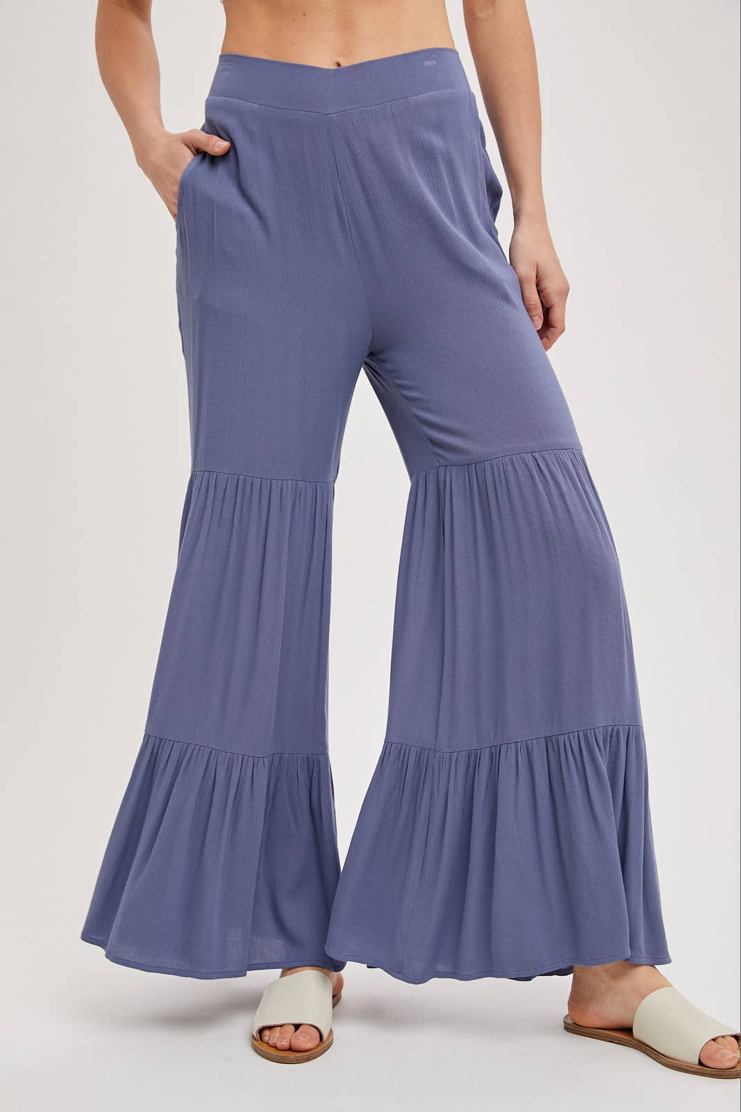 Bluivy - Vente Pantalon – femme - Pantalon ample à volants sans doublure18