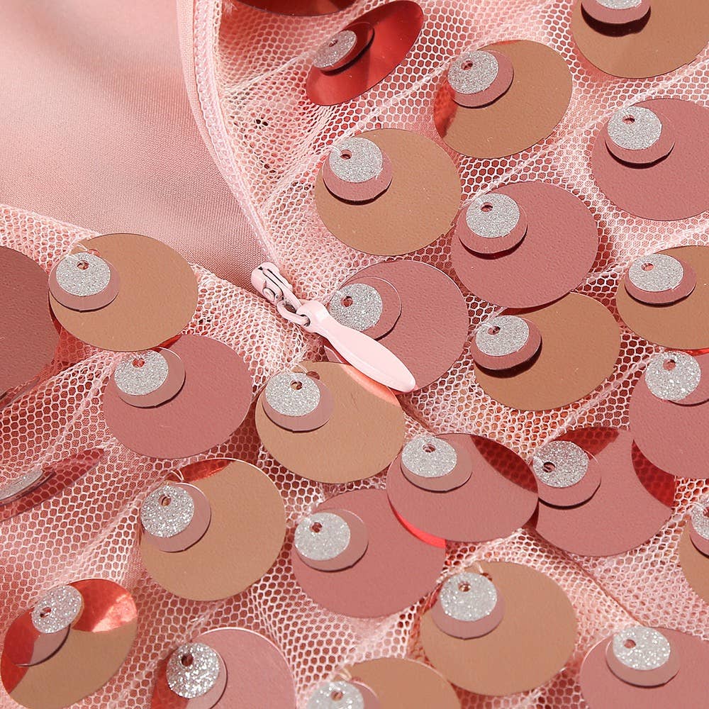 Pink DR0176 Sequin Splendor: Chic Party Slit Dress for wholesale on Faire9