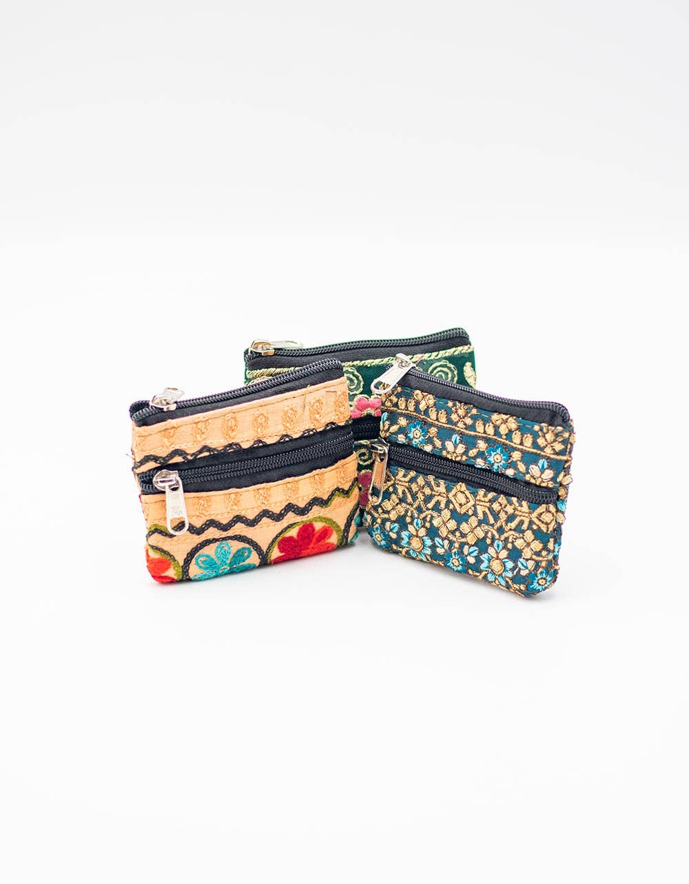 Kimago Look – wholesale Myntväska - Dam – Kimago etnisk plånbok med dubbel dragkedja och broderi1