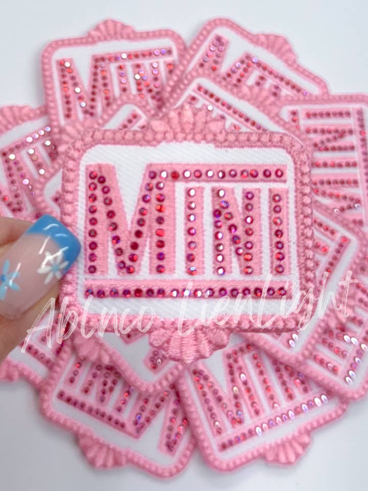 rhinestone mini small hot pink trucker hat patch iron on for wholesale by ABLNco