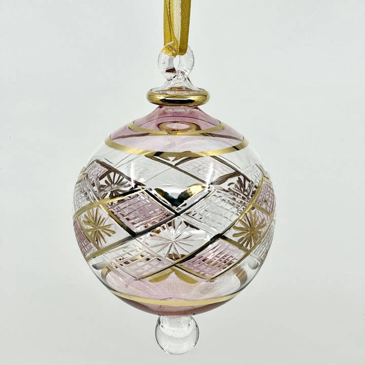 Arabazaar Gallery LLC - Wholesale Ornament - Large Crystal Globe w/ Hand Painted Geometric Design - Egyptian Hand Blown Glass Ornament5