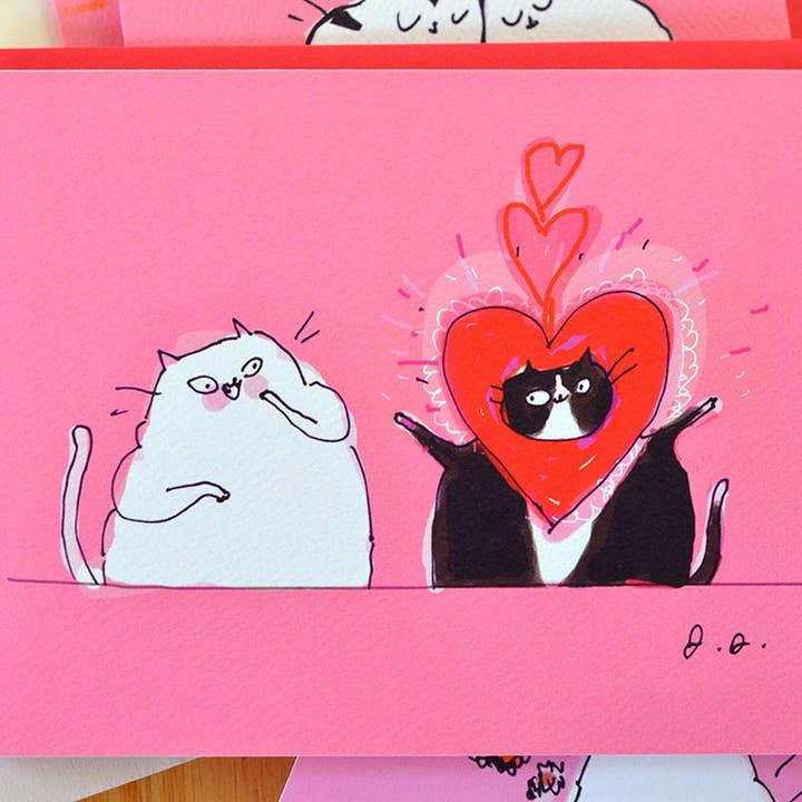 The Dancing Cat – wholesale Love card – Too Much Love Cat Card