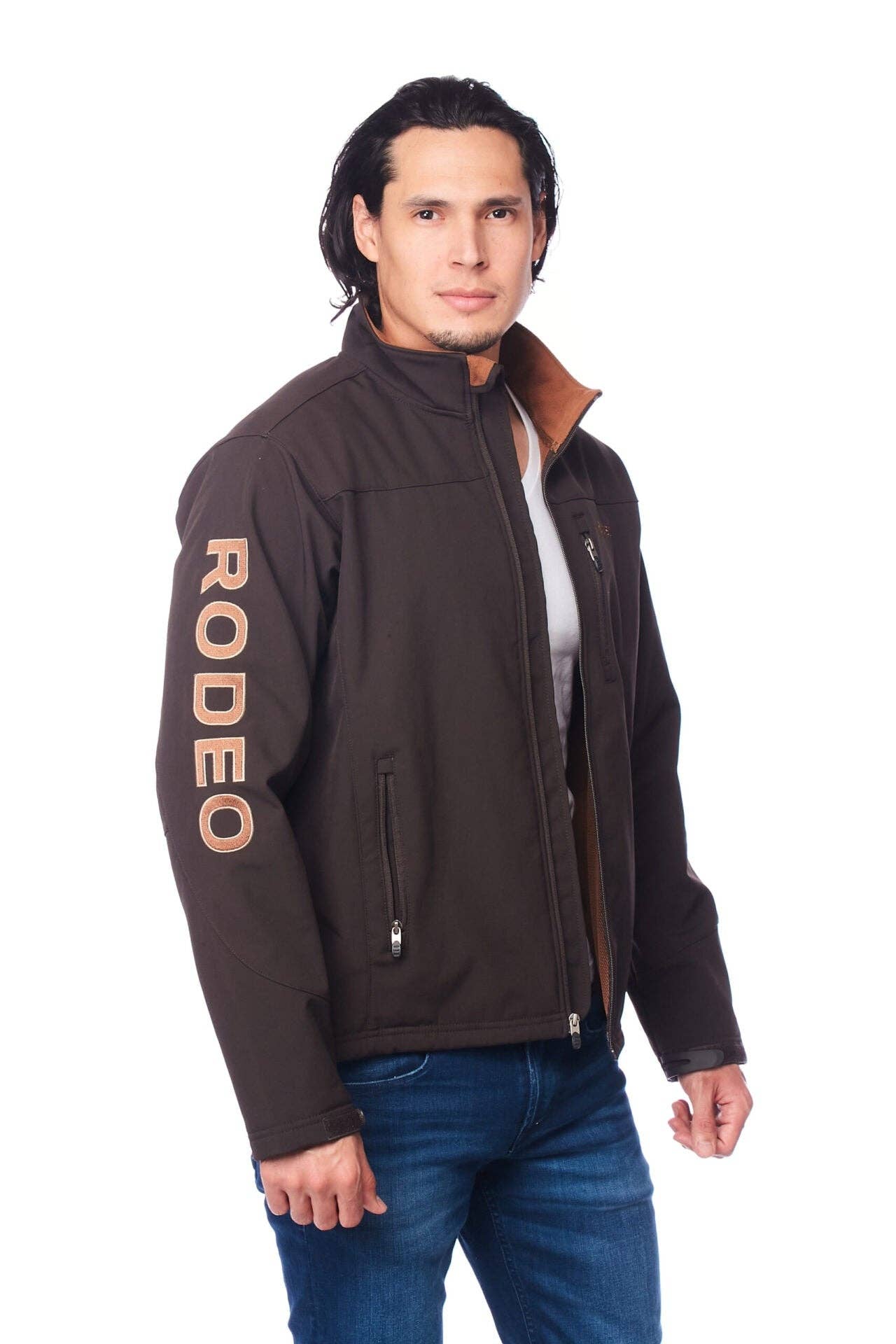 Rodeo Clothing - Wholesale Jacket - Men's - Men's Soft Shell Bonded Jacket -NJ650-EMB-BROWN-COGNAC1