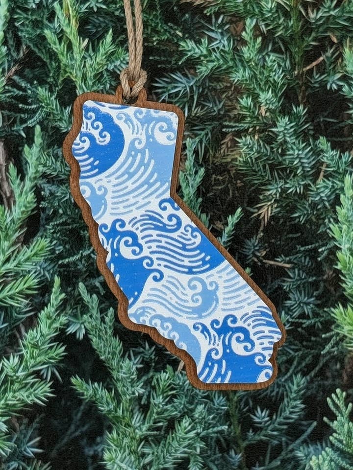 California Ocean Waves Ornament for wholesale by The Little Ornament Shop