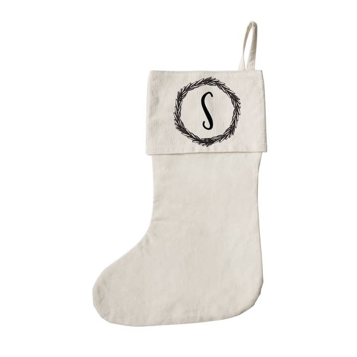 Single Monogram Christmas Stocking Holiday Decorations for wholesale by The Cotton & Canvas Co.