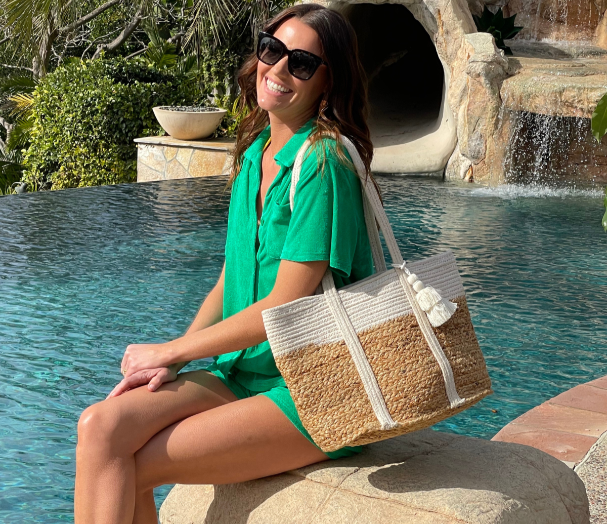 Bette - Wholesale Lounge Set - Women's - Cabana Green Terry Cloth Shorts Set | Relaxed Lounge Style1