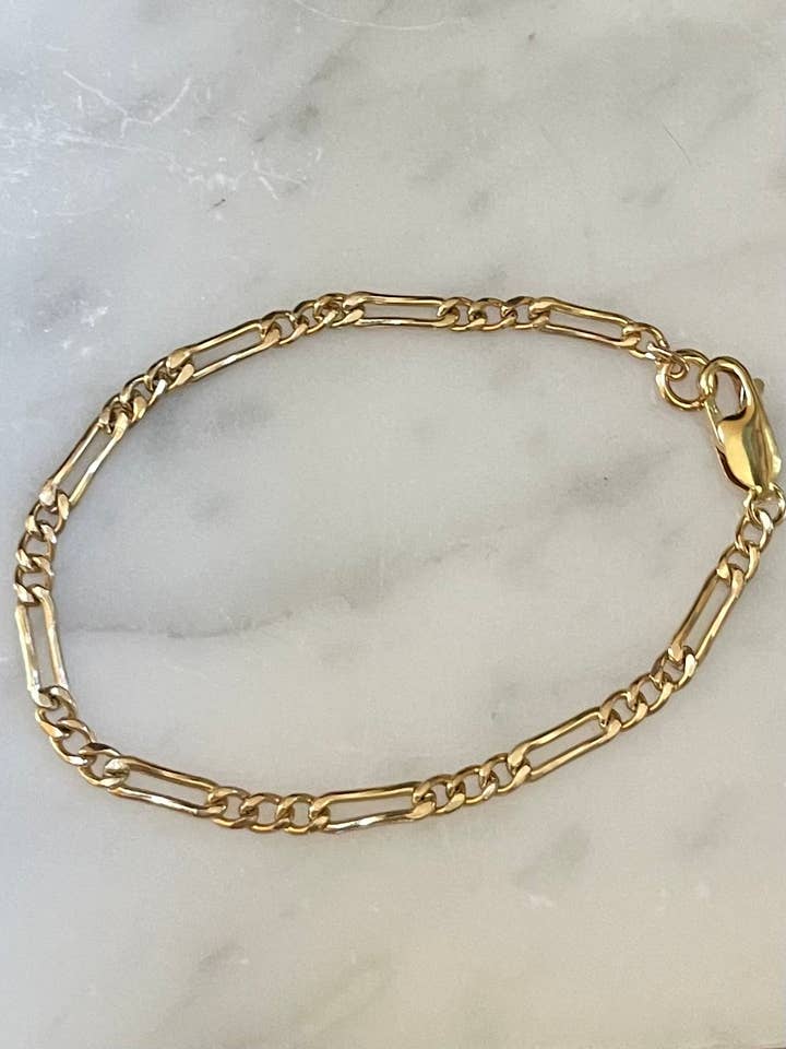 HWJ Bracelet - 14K Gold-Filled Figaro Links for wholesale by Helen Wang Jewelry