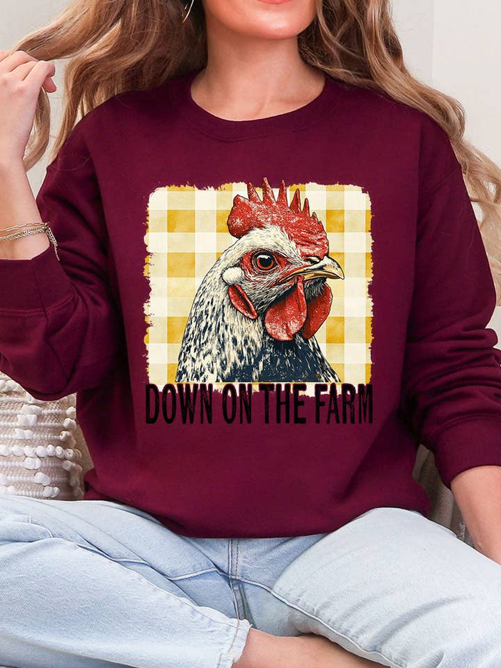 Down On The Farm Chicken Heavy Blend Crew Sweatshirt for wholesale by Wholesale Accessory Market