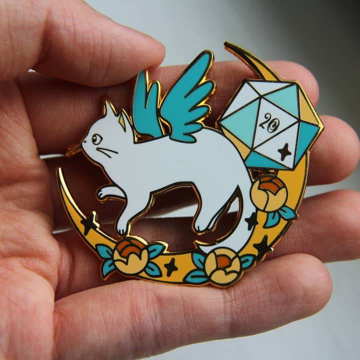 Tressym Blessed 2" Enamel Pin for wholesale by Dapper Cat Dice