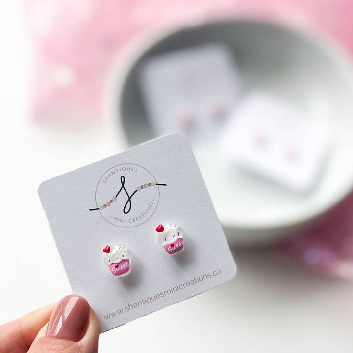 Brincos - Cupcakes de Coração por atacado de Shantiques Mini Creations