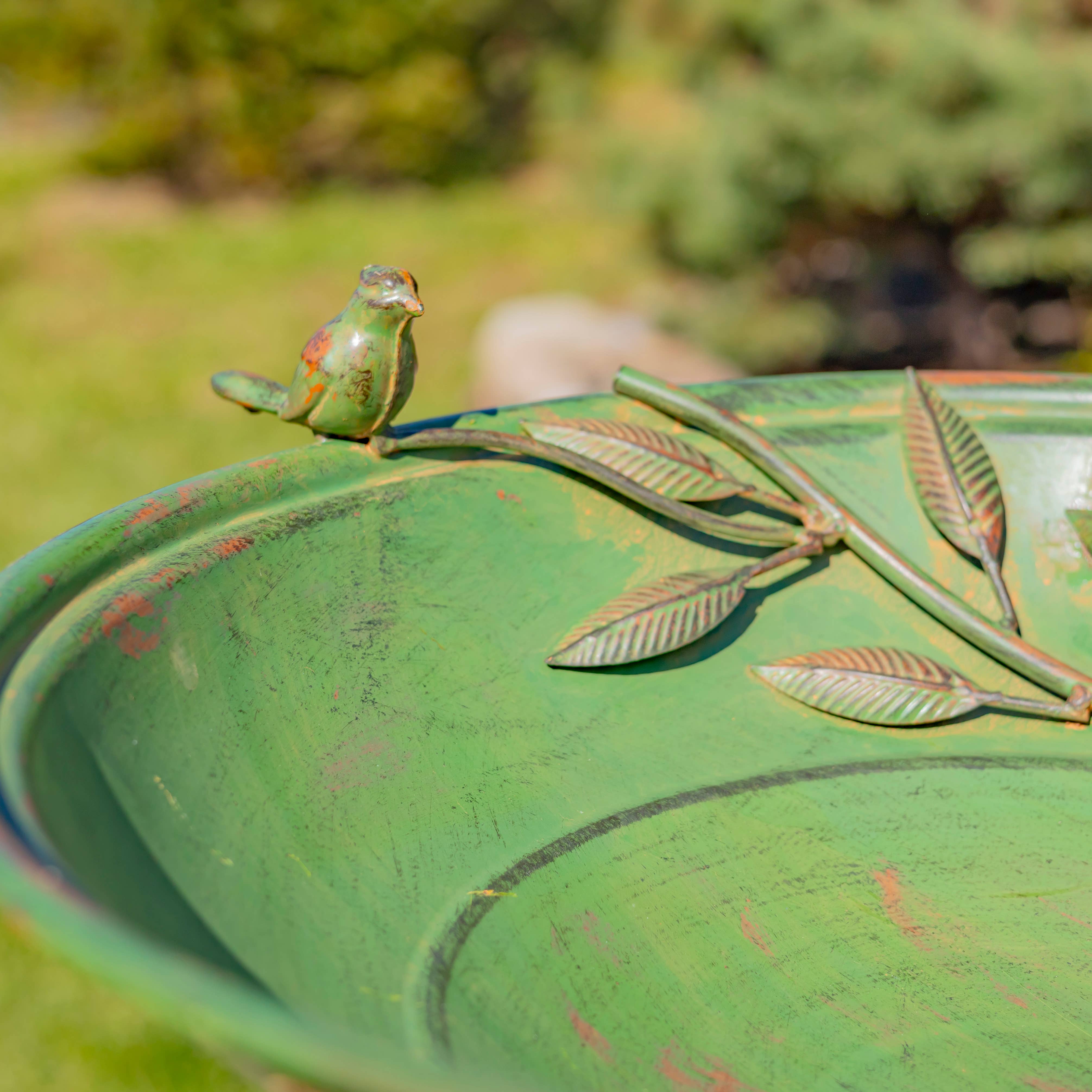 Zaer Ltd. International - Wholesale Bird Bath - "Two Birds" Iron Birdbath - 3 Color Options18
