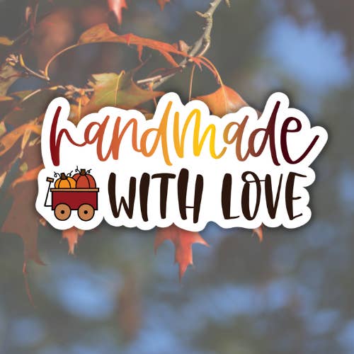 Adesivo a tema autunno/autunno fatto a mano con amore per la vendita all'ingrosso da parte di Forest Crafts